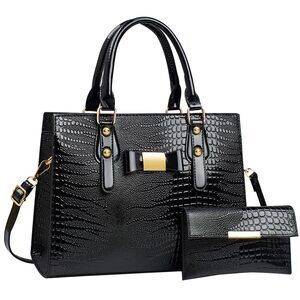 9875 2Pcs Purses and Handbags , Shoulder Top Handle Bags Satchel Purses Bow